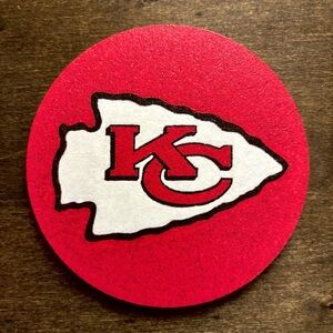 Kansas City Chiefs Logo Laser Engraved Painted Cork Coaster